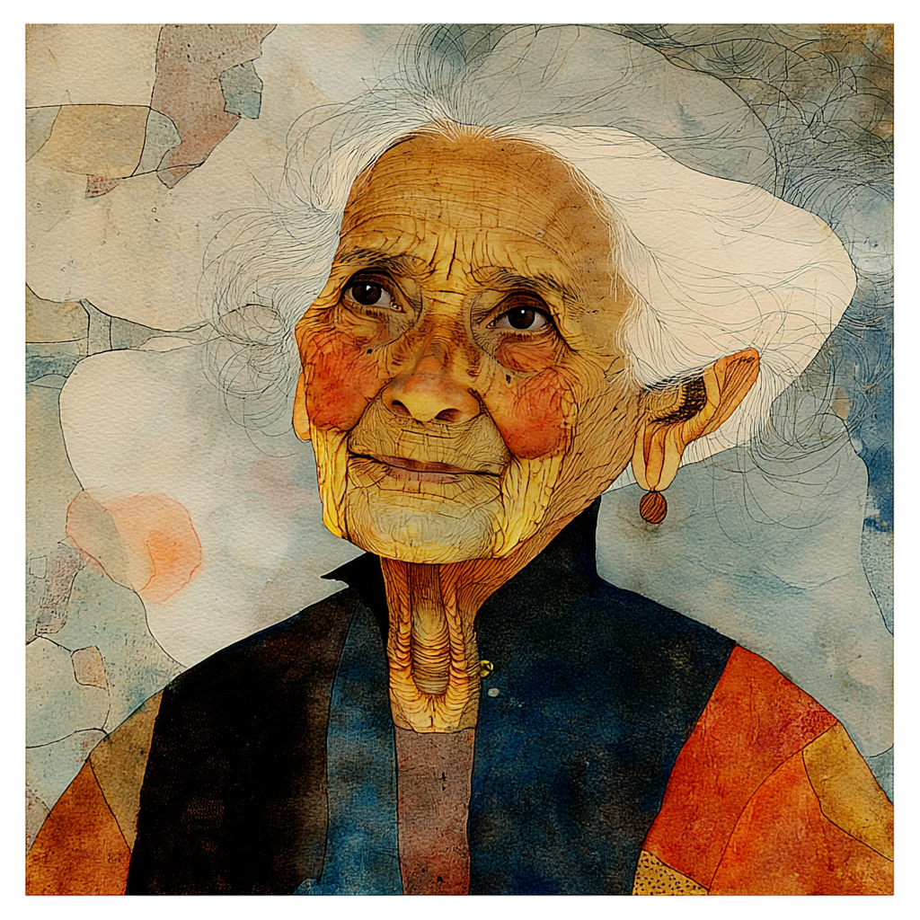 Watercolour portrait, single print